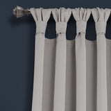 Knotted Tab Top Room Darkening Curtain Panel Pair - Light Grey